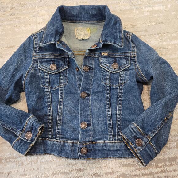 Girls Polo Ralph Lauren Denim Jean Jacket Button Front Trucker 3T Blue - Picture 1 of 5